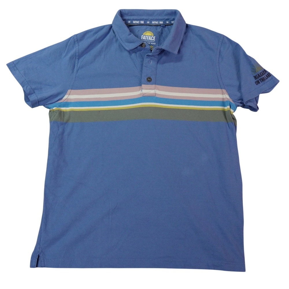 FatFace Aloas Falmouth Polo Shirt Men XL Striped Short Sleev Niagara On The Lake